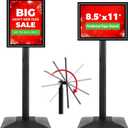 Pedestal Sign holder Stand 8.5x11inch Adjustable Standing Floor Sign Stand with Heavy Base & Snap Frame Display Stand for Indoor Outdoor Business Store Sign Holder Poster Stand (Black)