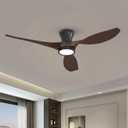 TALOYA 52 Inch Ceiling Fans with Led Lights Remote Control Flush Mount Low Profile for Bedroom Farmhouse Patio Outdoor Living Room Kitchen Dining Room,DC Motor,Reversible,Buzzer ON/OFF,Black Walnut