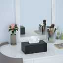 FEMELI Acrylic Tissue Box Cover Rectangular - Matte Solid Cube Napkin Holder with Magnetic Bottom, Modern Decorative Facial Paper Dispenser for Bathroom, Bedroom, Kitchen - Black