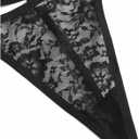 Verdusa Women's Plus Size 2 Piece Lace Lingerie Set Criss Cross Cut Out Cami Dress with Thong (Black, XXXL)