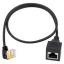 Duttek Cat8 90 Degree Ethernet Extension Cable, Extreme Thin Left Angled RJ45 Male to Female Network Cable, 40Gbps 2000Mhz High Speed for Computer Servers, Routers, Switch Boxes ect.1.65FT/50CM