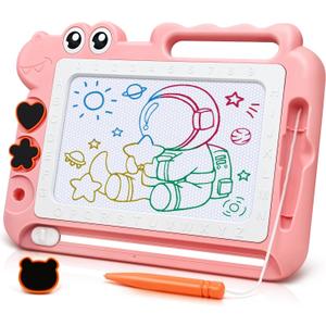 AiTuiTui Magnetic Drawing Board Toddler Toys Gift for Girls Boys, Color Sketch Writing Scribble Doodle Pad Travel Games, Educational Learning Kids Toys for Birthday or Easter (Pink)