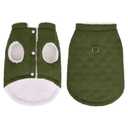 PUPTECK Dog Winter Coat, Warm Fleece Pet Jacket with Harness Built in, Water Resistant Windproof Collar Dog Puffer Vest, Doggy Snowsuits for Small Medium Dogs Cold Weather Apparel Outdoor, Green S