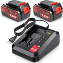 20v Lithium Battery Replacement for Black and Decker 6.0Ah Battery 2Pack with 1 Charger Combo Compatible with LBXR20 LBXR20B LBXR20-OPE LBXR2020 LBXR20 LB20 LBX20 LB2X4020 Cordless Power Tool