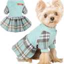 Dog Sweater Dog Winter Clothes for Small Dogs Boy Girl Fall Puppy Dress Warm Fleece Chihuahua Yorkie Teacup Doggie Sweaters Dresses Doggy Sweater for Small Dogs Girl Cat Outfits, Green Plaid, XS