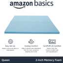 Amazon Basics Queen Cooling Gel-Infused Memory Foam Mattress Topper for Better Sleep, CertiPUR-US Certified, 2 inches, Blue