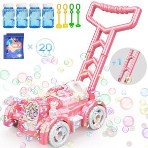 2024 New Models Bubble Lawn Mower Toddler Toys - Bubble Machine Summer Outdoor Toys, Automatic Bubble Mover Push Toy for Age 3+ Year Old Preschool Baby Boys Girls Birthday Gifts (Pink)