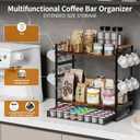 Coffee Bar Station Organizer for Countertop - 32 Pod for K Cup Holder with Drawer and 12 Mug Holder, 3 Tier Coffee Bar Accessories (Black, 3-Tier with 1 drawer)