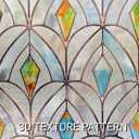 3D Stained Glass Window Film, Decorative Window Privacy Film for Bathroom,Front Door,Home, Sun Blocking Heat Control,Static Cling, Malachite 23.6inch x 35.4inch