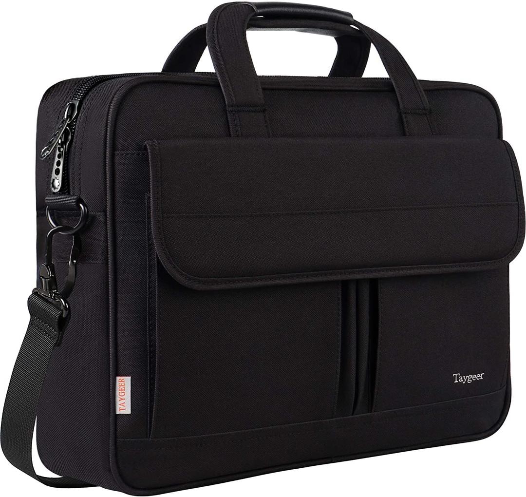 Taygeer Laptop Bag 15.6 Inch, Business Briefcase Gifts for Men Women, Water Resistant Messenger Shoulder Bag with Strap, Premium Office Bag, Carry On Laptop Case for Notebook/Computer/Laptop, Black (15.6 Inch, Black)