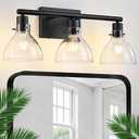 CCYCOL Black Bathroom Light Fixtures - 3-Light Bathroom Vanity Lights Over Mirror with Milky White Glass Shade, Modern Bath Wall Sconce Lighting Vanity Lights for Bathroom, Bedroom, Hallway