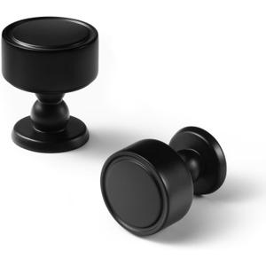 6 Pack Matte Black Cabinet Knobs, Single Hole Round Drawer Handle