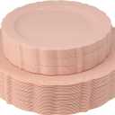 Posh Setting Posh Disposable Vintage Plastic Plates Set - Heavy Duty Vintage Dinnerware, 60 Pack with 30 Appetizer & 30 Dinner Plates for Wedding, Pink/Blush