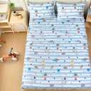 MICORAL Queen Sheets Set Kids, Astronaut Sheets for Boys Girls & Teens, 4 Piece Soft Printed Microfiber Bed Sheets, Deep Pocket Cozy Cute Toddler Bedding Set