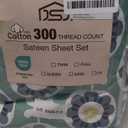 JSD Green Floral Cotton Sheet Set King, 300 Thread Count Printed Sateen Sheets, Soft Breathable Cooling Bed Sheets Deep Pocket
