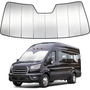 Windshield Sun Shade Custom Fit for Ford Transit 2015-2026, Accordion Folding Thick Window Sunshade Block Heat 99% UV Rays Sun Visor Keep Cooler Car Accessories