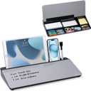Varhomax Glass Desk Whiteboard with Storage, Desktop Organizer to-do List Memo Notepad Dry Erase White Board for Home Office and School Supplies (Black&Gray)