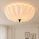 Large 17.7in Milk Glass Ceiling Light Flush Mount Flower 3-Light