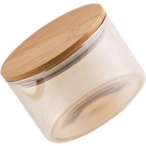 SOLUSTRE Glass Storage Jar with Wooden Lid Airtight Food Storage Container for Snacks and Nuts 1 Piece Glass Canister for Kitchen Organization and Meal Prep