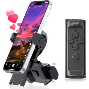 Remote Control Scrolling for Tiktok with Phone Stand,Page Turner for Kindle App E-Book,Bluetooth Camera Shutter Remote for iPhone, Android,iOS,iPad,Tablet (Black)