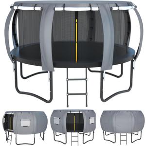 Round Trampoline Tent 14FT (Tent only) Trampoline Sunshade Cover Oxford Fabric- Suitable for 8-Pole Round Trampolines- Outdoor Trampoline Accessories- Grey