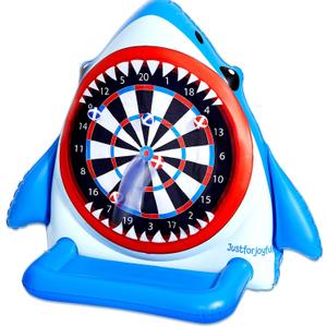 45" Large Inflatable Pool Toys Shark Dart Board with 12 Sticky Balls Swimming Pool Floats Water Games for Kids Adults Beach & Backyard Family Outdoor Play Cool Party Gift for Boys Girls 6-12 Years, 45 x 43"