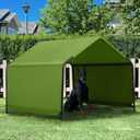 Dog Shade Shelter Outdoor 4'x4'x3' Tent for Large Medium Dogs, Outside Sun Rain Canopy Pet House for Livestock Pigs Cats with Waterproof Roof Ground Nails,Deep Green