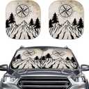 Renewold Mountain Front Window Sun Visor Automotive Windshield Sunshade Summer Outdoor Car Window Shade for Most Sedans Van SUV Truck Foldable Cool Sun Shield Cover Pack of 2 Portable Car Accessories