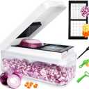 Vegetable Chopper, Onion Chopper Dicer, Mandoline Slicer, Food Chopper with Container, Vegetable Cutter for Salad Potato Carrot Garlic2 Blades, White Black