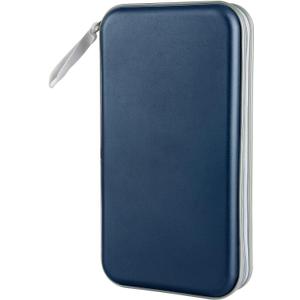 CD Case, DVD Case Holder 96 Capacity Hard Plastic CD DVD Disc Cases Storage Binder Wallet for Car Home Office Travel (Dark Blue)
