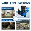 ZLAISS 1HP Submersible Water Pump - 3700 GPH Portable Water Pump with Automatic Float Switch for Removing Muddy Dirty/Clean Water from Swimming Pool, Pond, Garden, Hot Tub