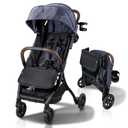 Lightweight Baby & Toddler Stroller, Ultra Compact, Airplane-Friendly Travel Stroller, One-Handed Fold, Near Flat Recline, X-L Canopy & Parent Cup Holder -LinQ (v2 Deep Blue)