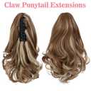 12" Short Ponytail Extension Claw Wavy Curly Jaw Clip In Pony Tails Fake Ponytail Natural Looking Synthetic Hairpiece for Women Light Brown P Blonde