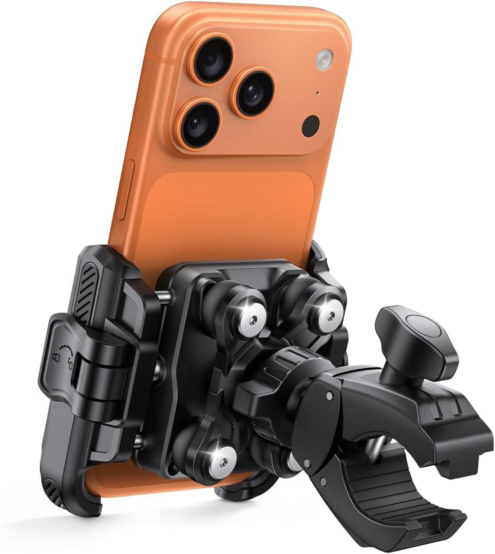 Lamicall Motorcycle Bike Phone Mount - [Upgrade Vibration Dampener] [Camera Friendly] Bike Phone Holder Handlebar Clamp, Bicycle Cell Phone Mount, iPhone 17 16 Pro Max, Galaxy S25 Ultra, 6-7.2" Phones