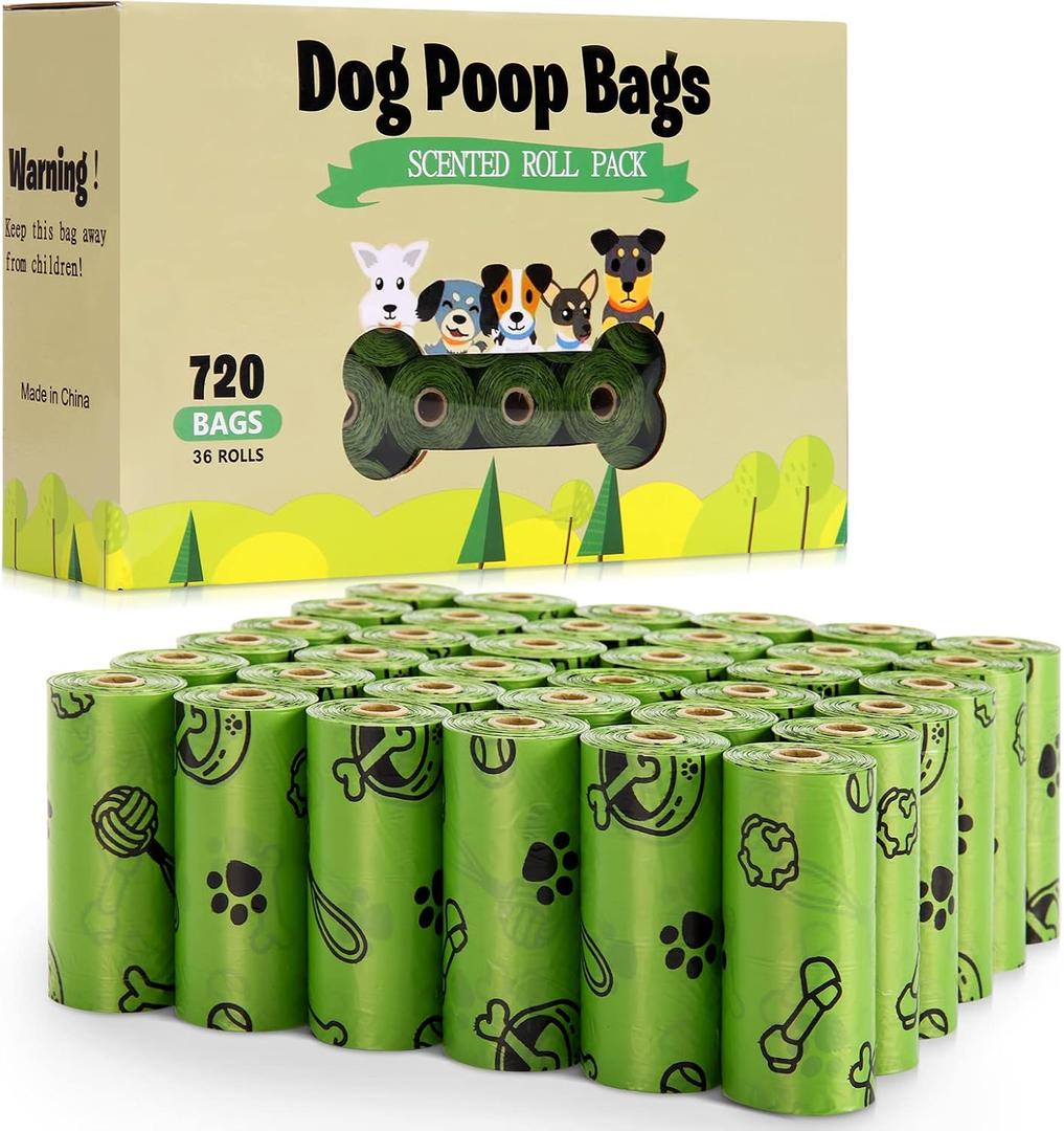 Dog Poop Bag(720 Count), Leak Proof Dog Bags for Poop Refills Rolls - Extra Strong Doggie Poop Bags Scented - 9X13 Inches with a dispenser Pet Waste Bags