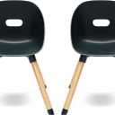 Lalo The Play Chair, Wooden and Non-Toxic Plastic Kids and Toddler Chair - Sturdy Bucket Seat and Easy to Clean Kids Chair with up to 200 lb. Weight Capacity, Set of 2 - Licorice