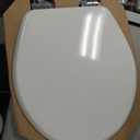 Mayfair Bennett Toilet Seat with Chrome Hinges, Slow Close Wood Seat, Secure Metal Hinges, Easy Install, Made in USA, Round, White
