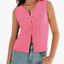 Womens Sweater Vest 2025 Summer Trendy Sleeveless Knit Button Down Tank Tops Casual Cardigan, Medium