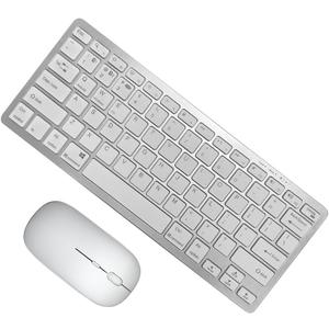 Portable Wireless Keyboard and Mouse Combo, Bluetooth 3.0/5.0/2.4G, Multi-Device pc,Laptop,Phone,Windows,iOS,Android Compatible, Rechargeable,78KEY,11.2inch Length (Sliver)