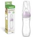 Haakaa Silicone Baby Food Dispensing Spoon Feeder 4oz - Infant Squeeze Cereal Feeder, Baby Fresh Food Feeder, Feed Bottle for Puree, Solid Baby Food, BPA Free, 4m+ Babies Lavender