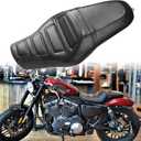 DREAMIZER Motorcycle Two Up Seat Front Driver Rear Passenger Rider Seats Compatible with Harley Sportster Iron 883 1200 Chopper Bobber Cafe Racer Custom - BlackCheck