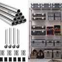 Thyle 4 Pack 74'' Wire Shelving Poles, Rack Posts Replacement, Silver | Heavy Duty Chrome Steel Commercial Wire-Shelving Parts with 50 Pcs Wire Shelf Clips for 1" Post Shelving Rack Accessories