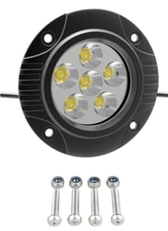 Super Bright Offroad LED Spotlight/Fog Light/Light Pods, 3.5 inch Round Flush-Mount, 6000K Cool-White Long-Range Spot Beam, Die-Cast Aluminum Housing, 12V/24V DC, Corrosion/Vibration Resistant, 1-Pack