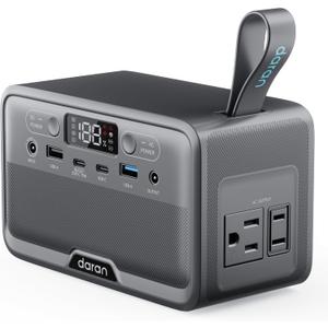 DARAN Portable Power Station 89.6Wh LiFePO4 Battery 100W(200W Peak) Solar Power Bank, Portable Charger Small Generator with AC Outlets & PD Fast Charging for Home/Laptop/Camping(Solar Panel Optional)