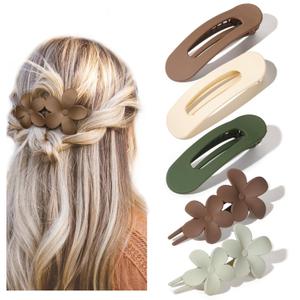 Yanibest 5 Pcs Flat Hair Clips - Stylish Lay Flat Claw Clips for All Hair Types,Multi-Styles Matte Non-slip Hair Clips for Women Girls Wedding Prom Party Hair Decorations (Neutrals)