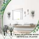 Jexine 4 Pcs Hanging Planters with Artificial Eucalyptus Metal Hanging Vase Indoor Plants Holder Modern Geometric Boho Bathroom Wall Decor for Living Room Home Office(Black)