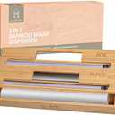 3 in 1 Wrap Dispenser Organizer (3 ROLL FOIL, PAPER, PLASTIC), Kitchen Wrap Organizer Extra Wide 13.5" Foil Cutter. Aluminum Foil Wax Paper Wrap Dispenser with Cutter. Kitchen Food Wrap Storage Holder