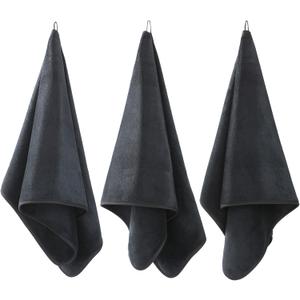 Microfiber Gym Towels Bigger Size Super Soft for Exercise Fitness, Sports, Workout, 380-GSM 15-Inch x 31-Inch Quick-Drying Towels (Black, 3 Pack)