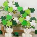 24 Pcs St Patricks Day Decorations Wooden Shamrock Picks Sticks 8.27" Double Sided Lucky Decorative Branches Shamrock Vase Filler Table Centerpiece for Irish Party Home Decor(Stylish)