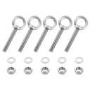uxcell Threaded Eye Bolts, 5Set M16x100mm - 304 Stainless Steel Eye Bolts with Nuts Washers, Marine Grade Machinery Shoulder Lifting Ring Eye Bolt (Silver)